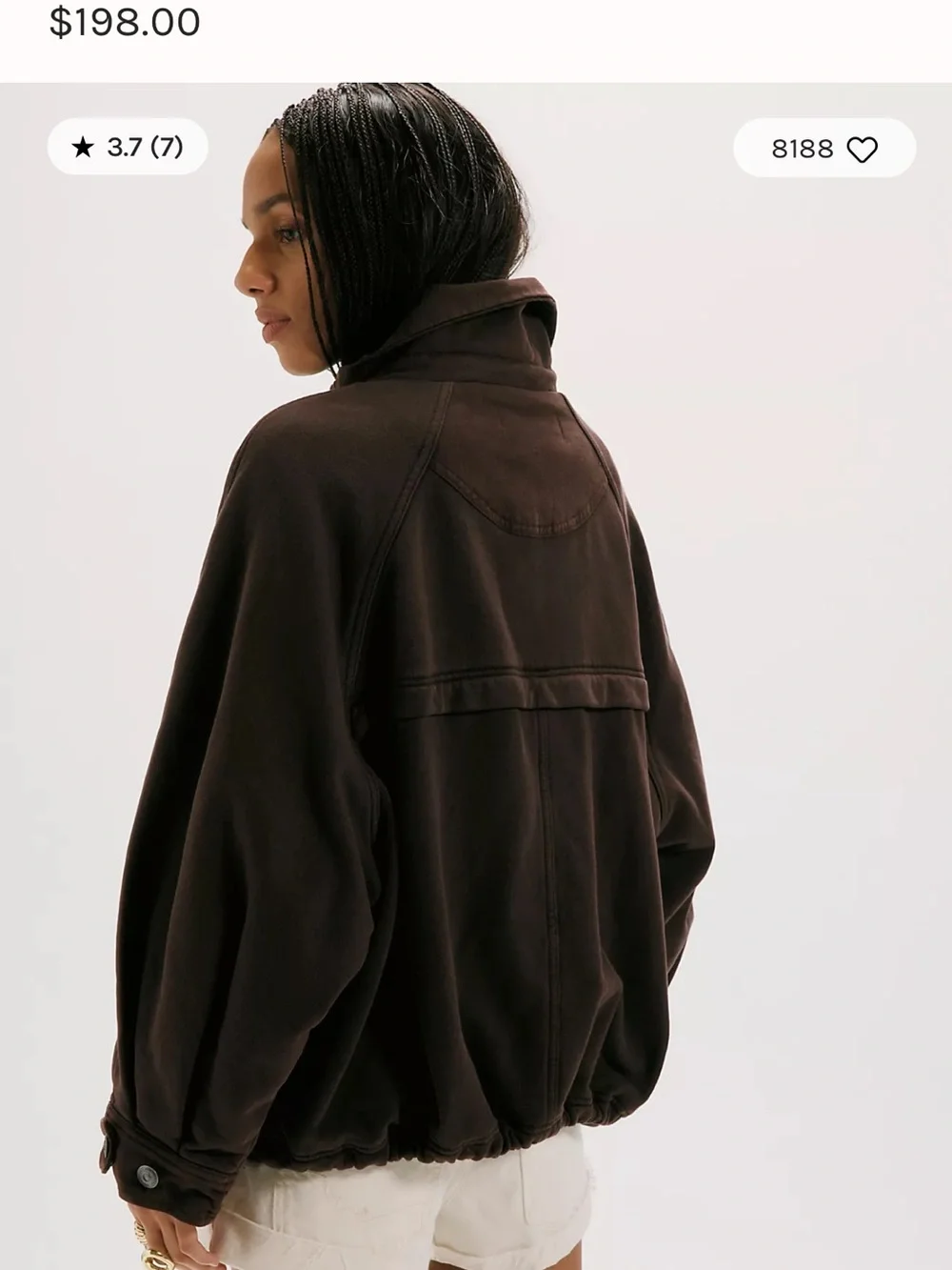 Free People Jojo Washed Oversized Funnel-Neck Jacket - Dark Brown - Picture 2 of 5